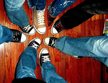 A circle of people's feet